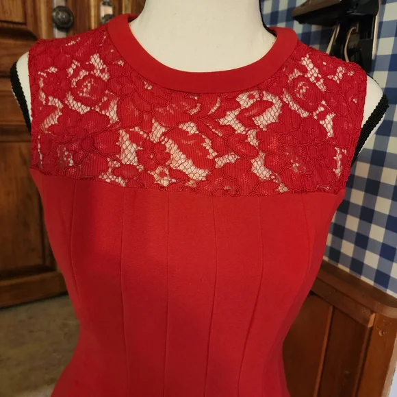 H&M Red Lace Halter Dress Size 6 - Picture 5 of 11